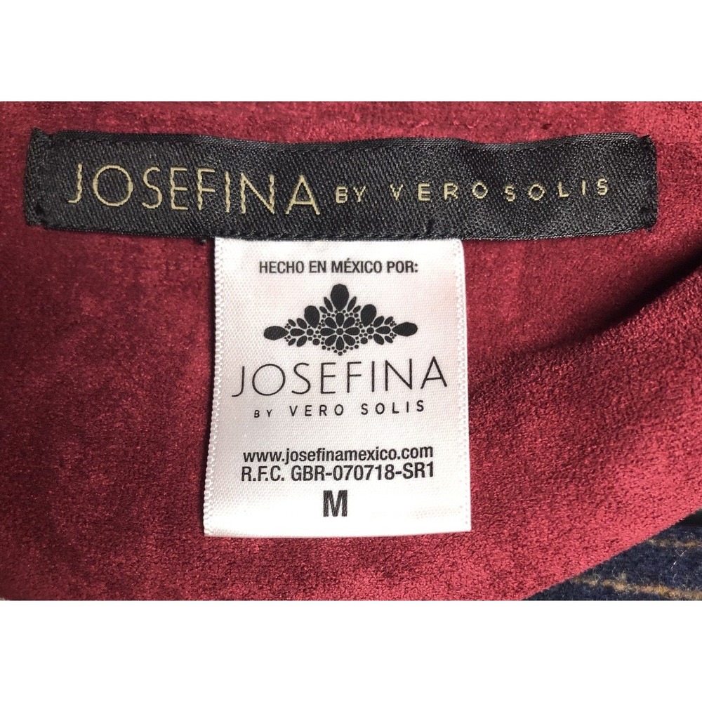 Josefina by Vero Solis Burgundy Fringe Stud Jacket Western Boho M B-58″ DAMAGED - Picture 16 of 16